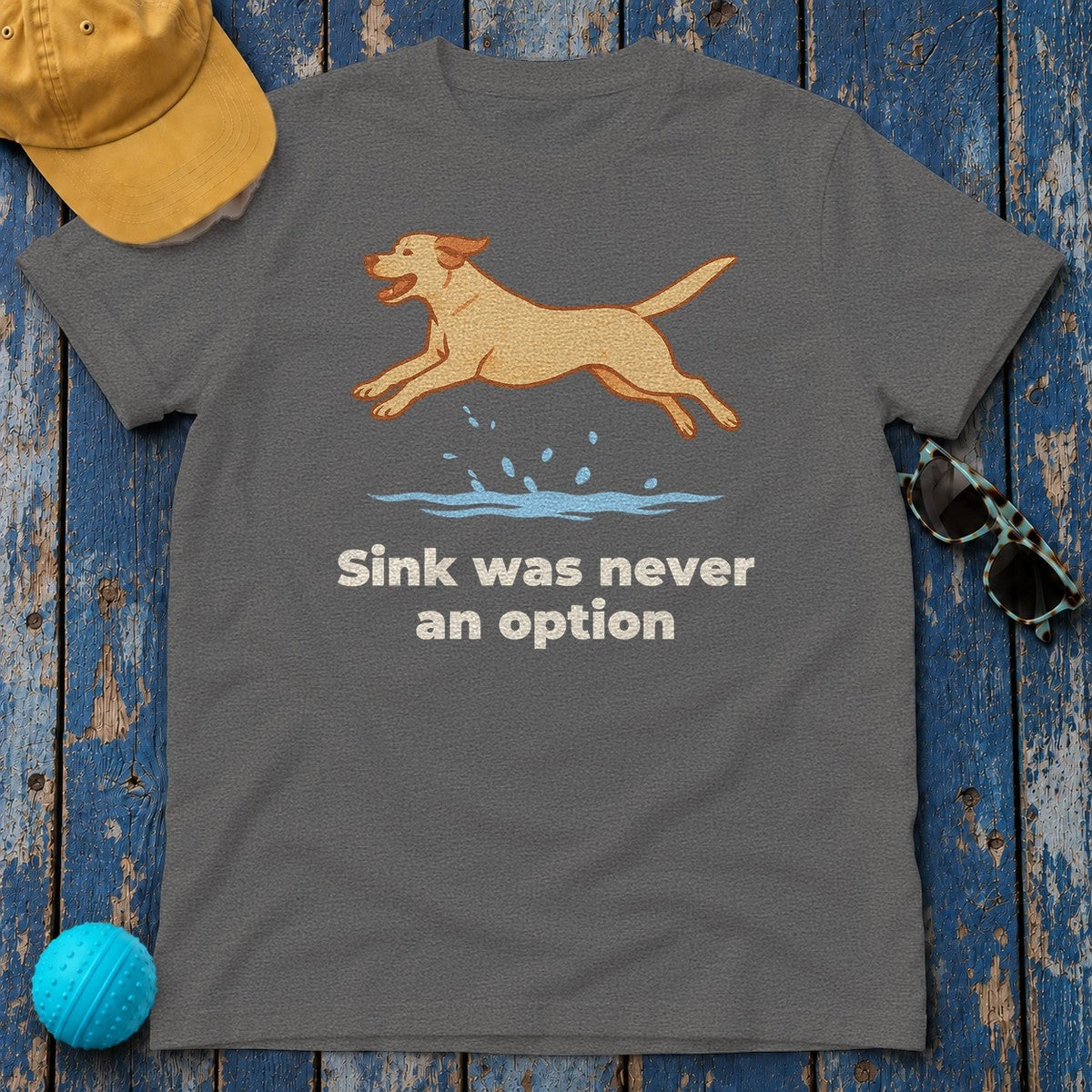 Yellow Labrador Sink Was Never An Option Tee in Dark Grey Heather