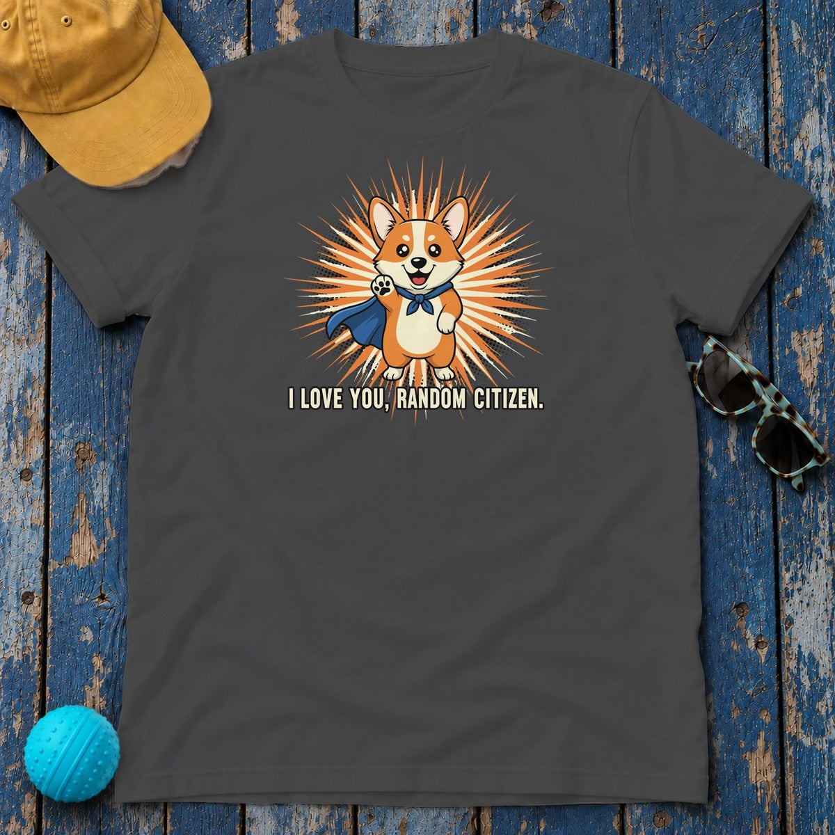Random Citizen Super Corgi T-Shirt in Dark Heather