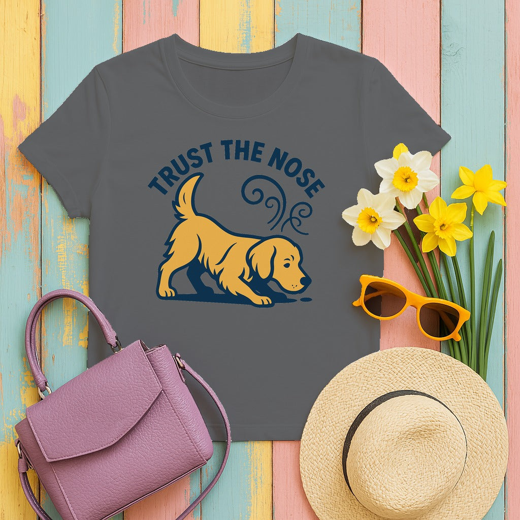 Trust The Nose Golden Retriever T-Shirt in Graphite Heather