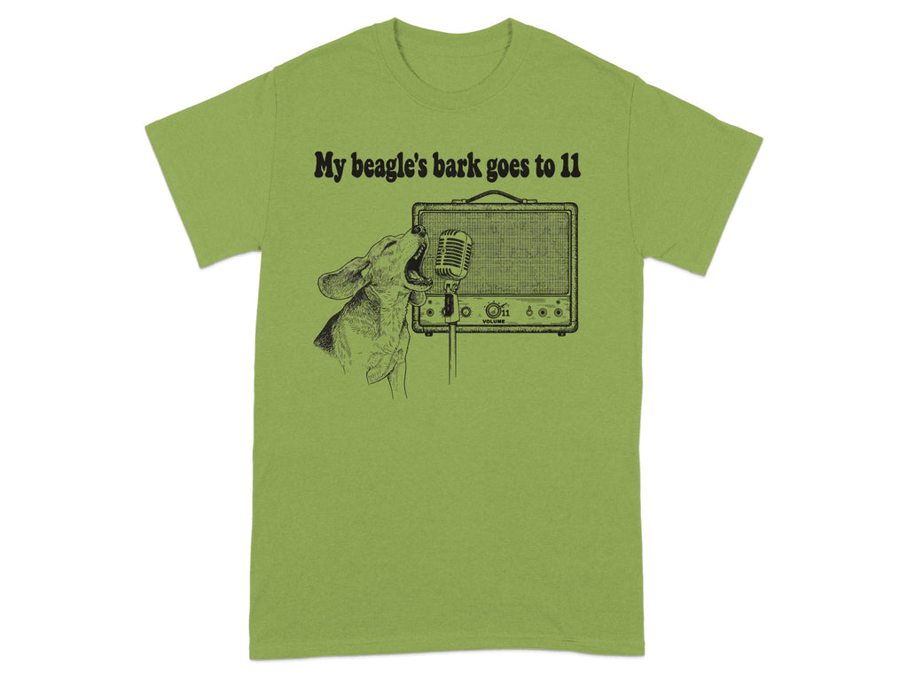 My beagle's bark goes to 11 graphic t-shirt