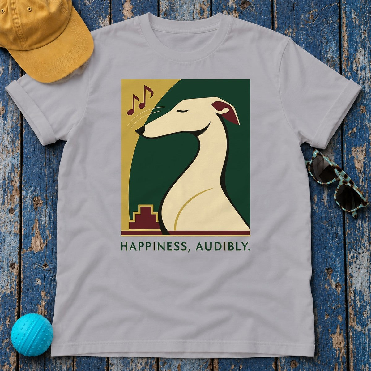 Greyhound Happiness Audibly Tee in Athletic Heather