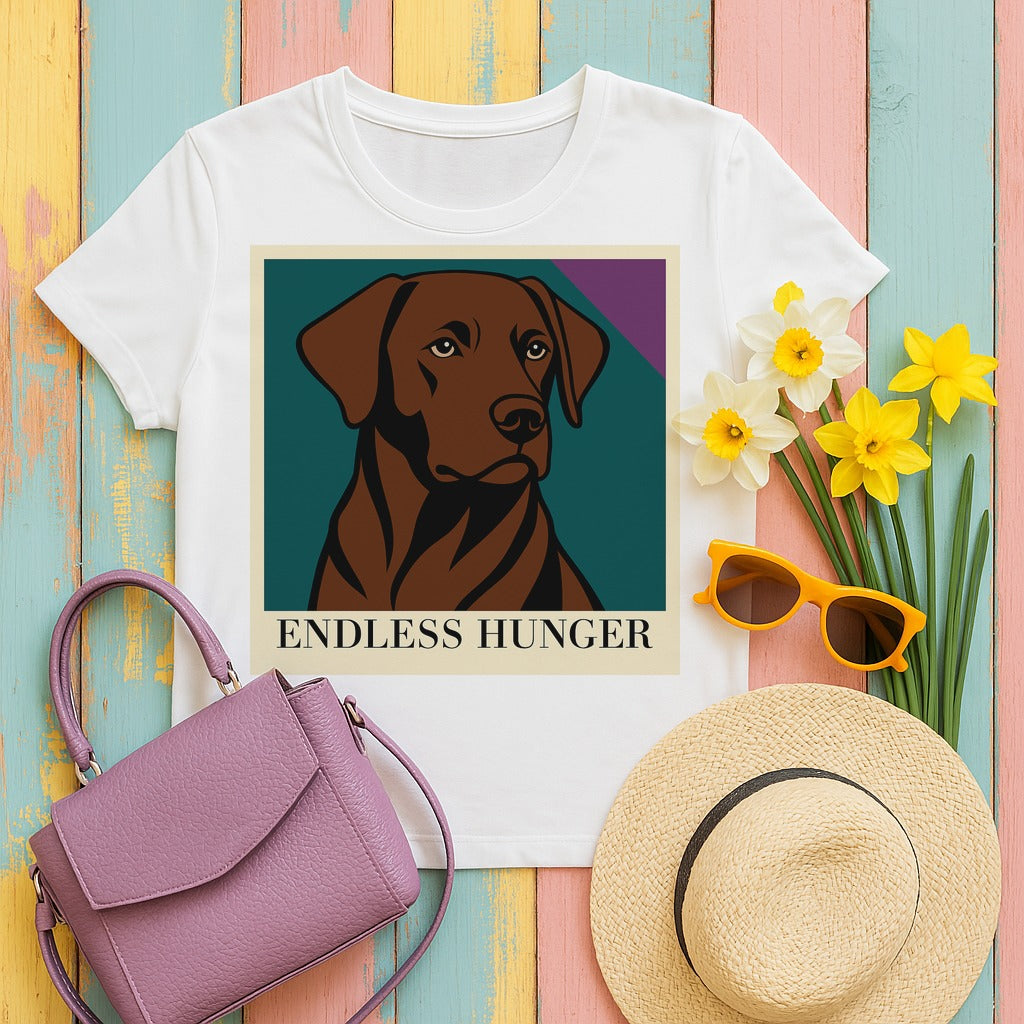 mig2 endless-hunger-chocolate-labrador tee flat lay hero v8