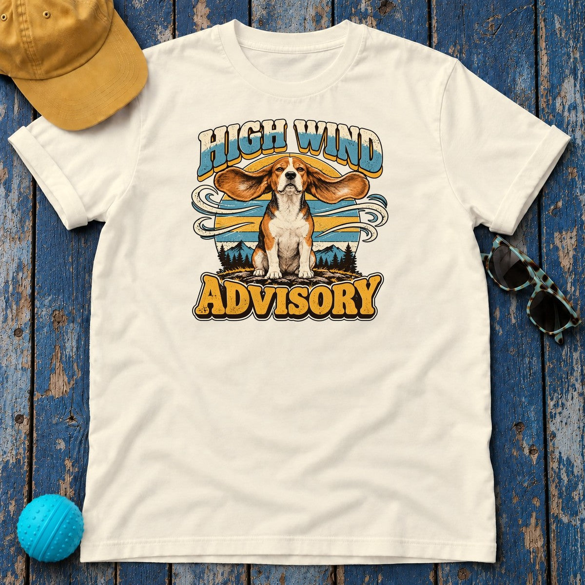 High Wind Advisory Beagle T-Shirt in Natural - flat lay