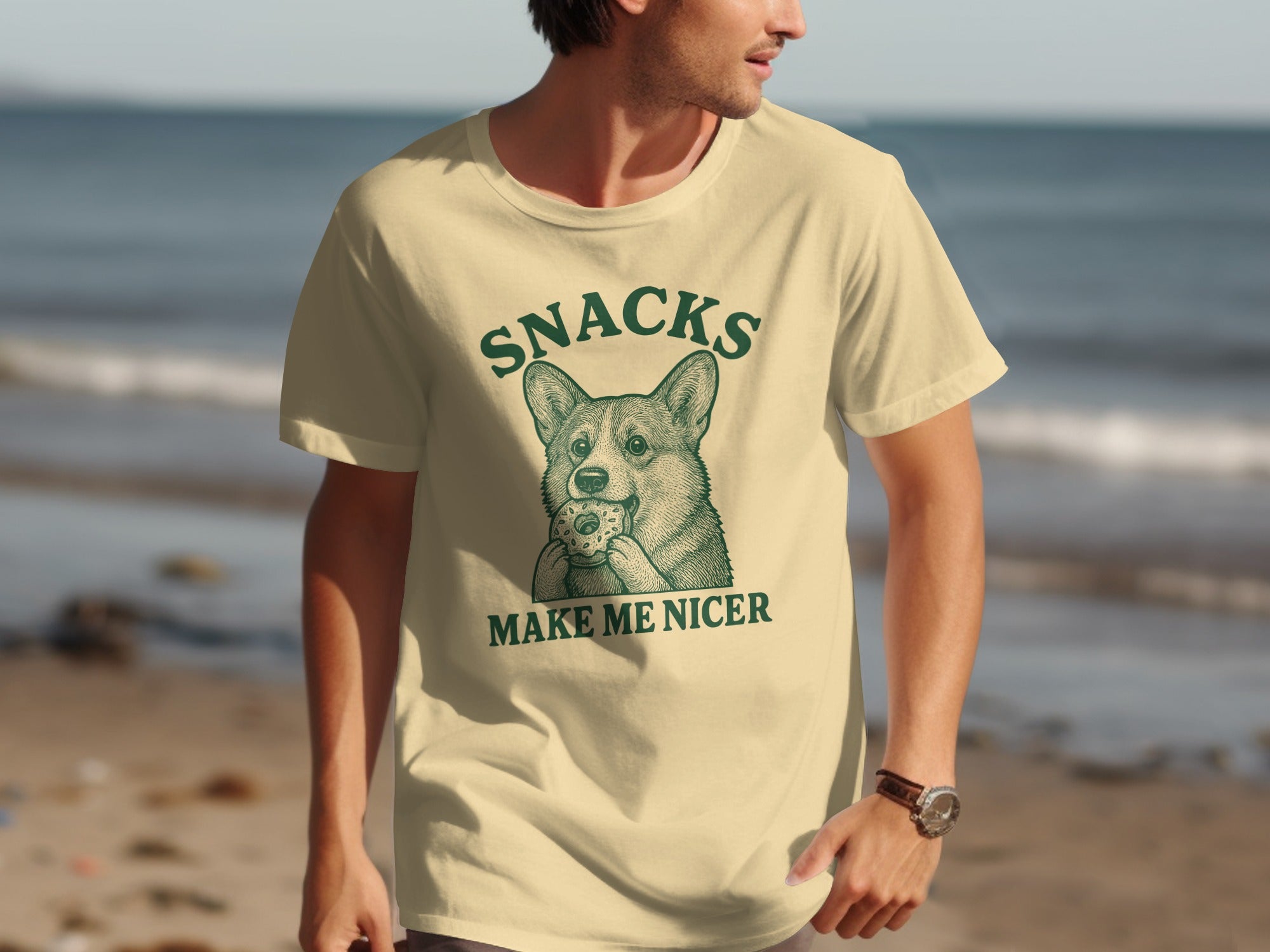Snacks Make Me Nicer Dog Graphic T-Shirt