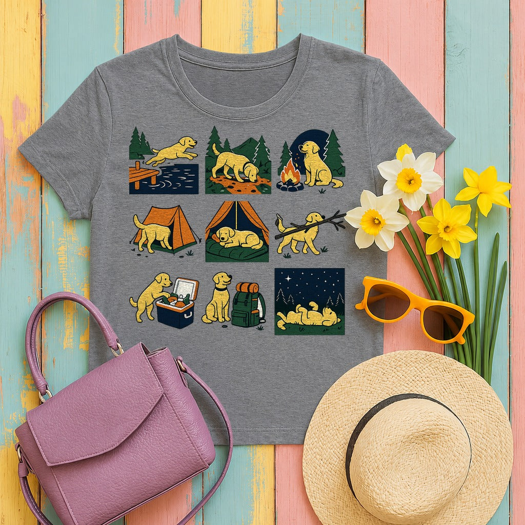 Outdoor Golden Life Camping T-Shirt in Graphite Heather