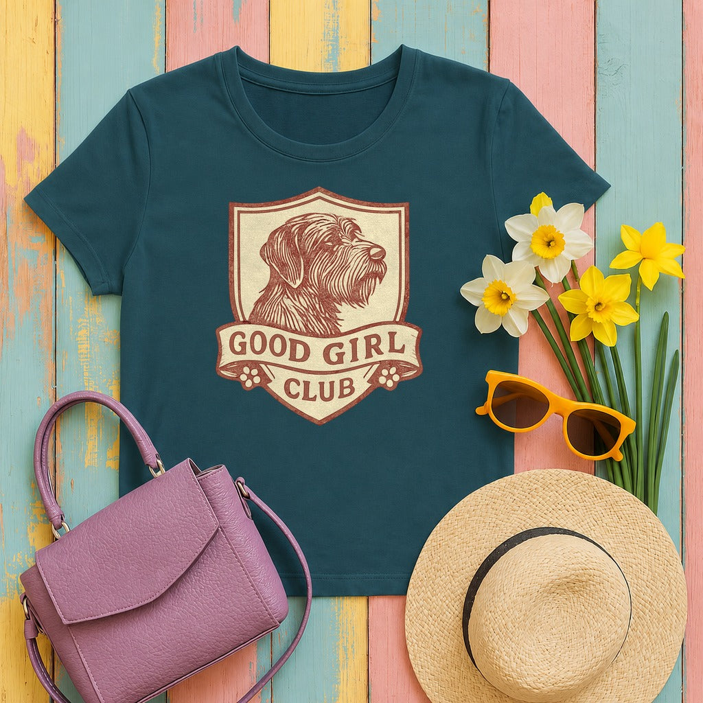 Wirehaired Pointing Griffon Good Girl Club T-shirt in Heather Deep Teal