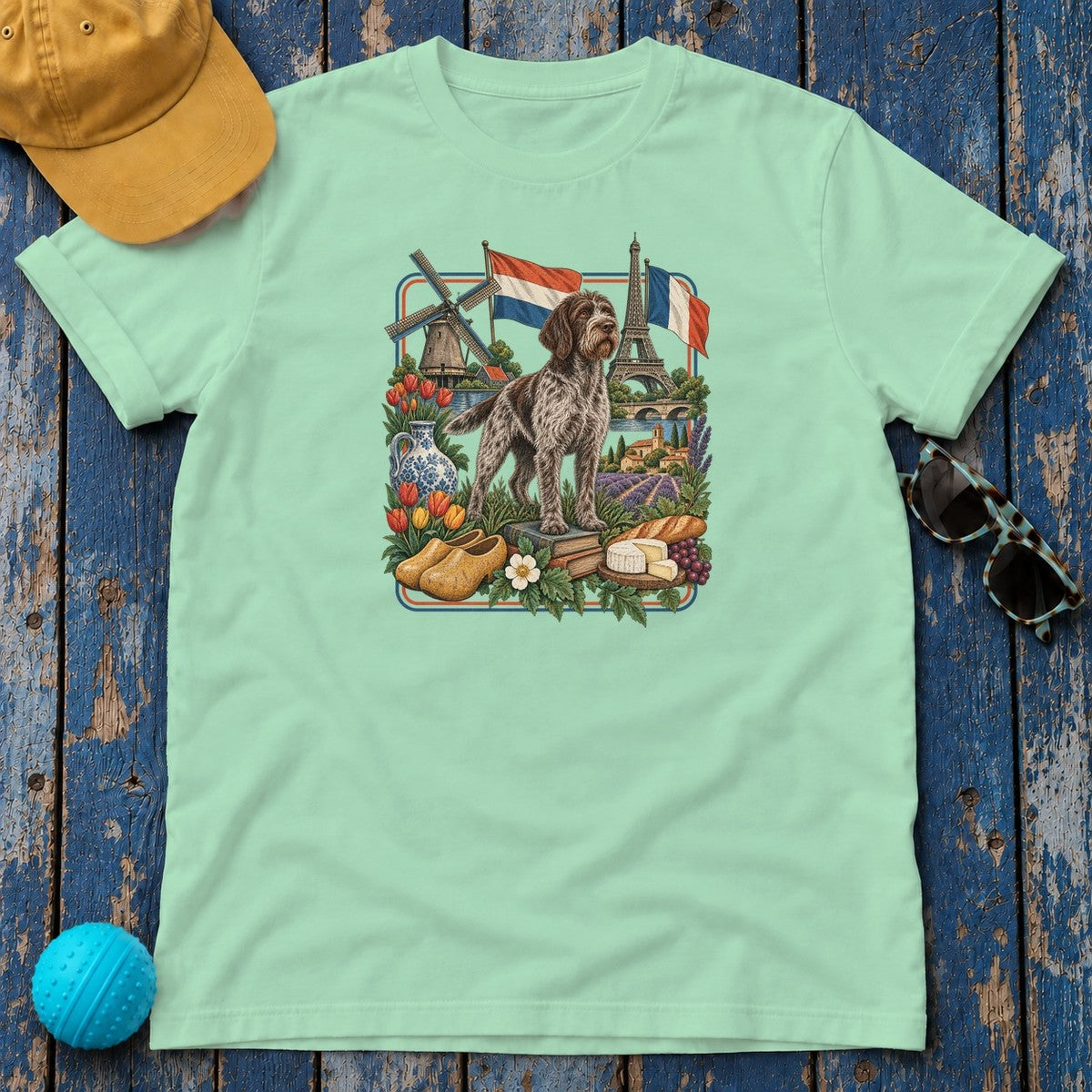 Wirehaired Pointing Griffon Heritage T-Shirt in Mint