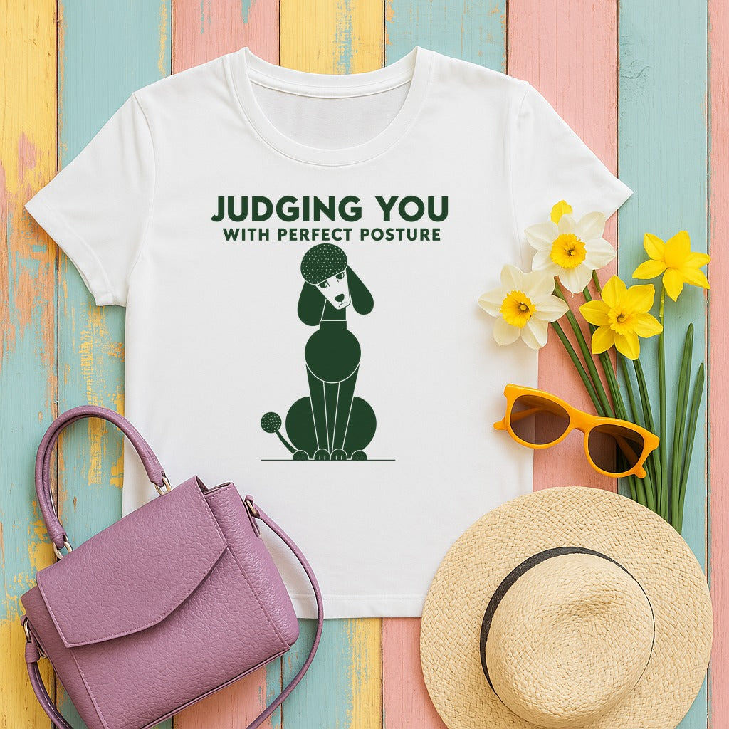 Judging Poodle T-Shirt in White