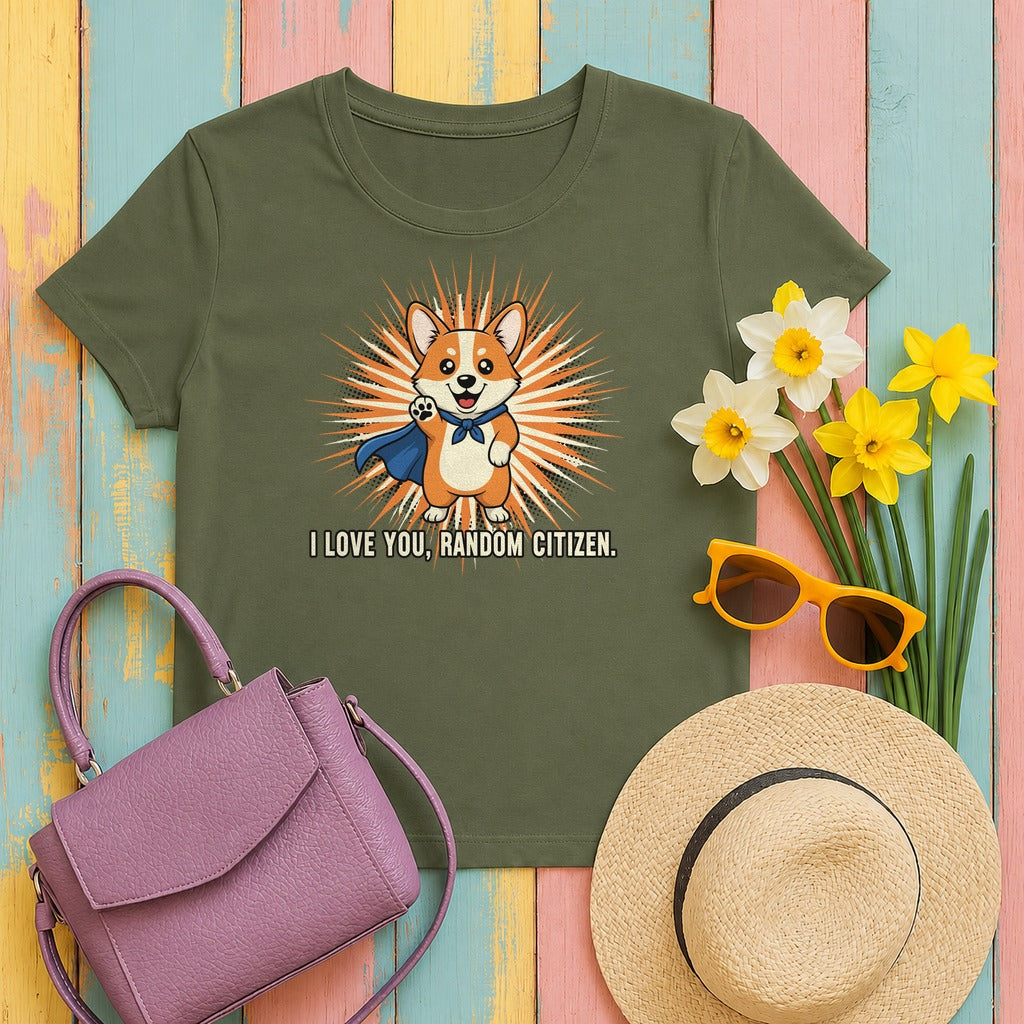 Random Citizen Super Corgi T-Shirt in Military Green