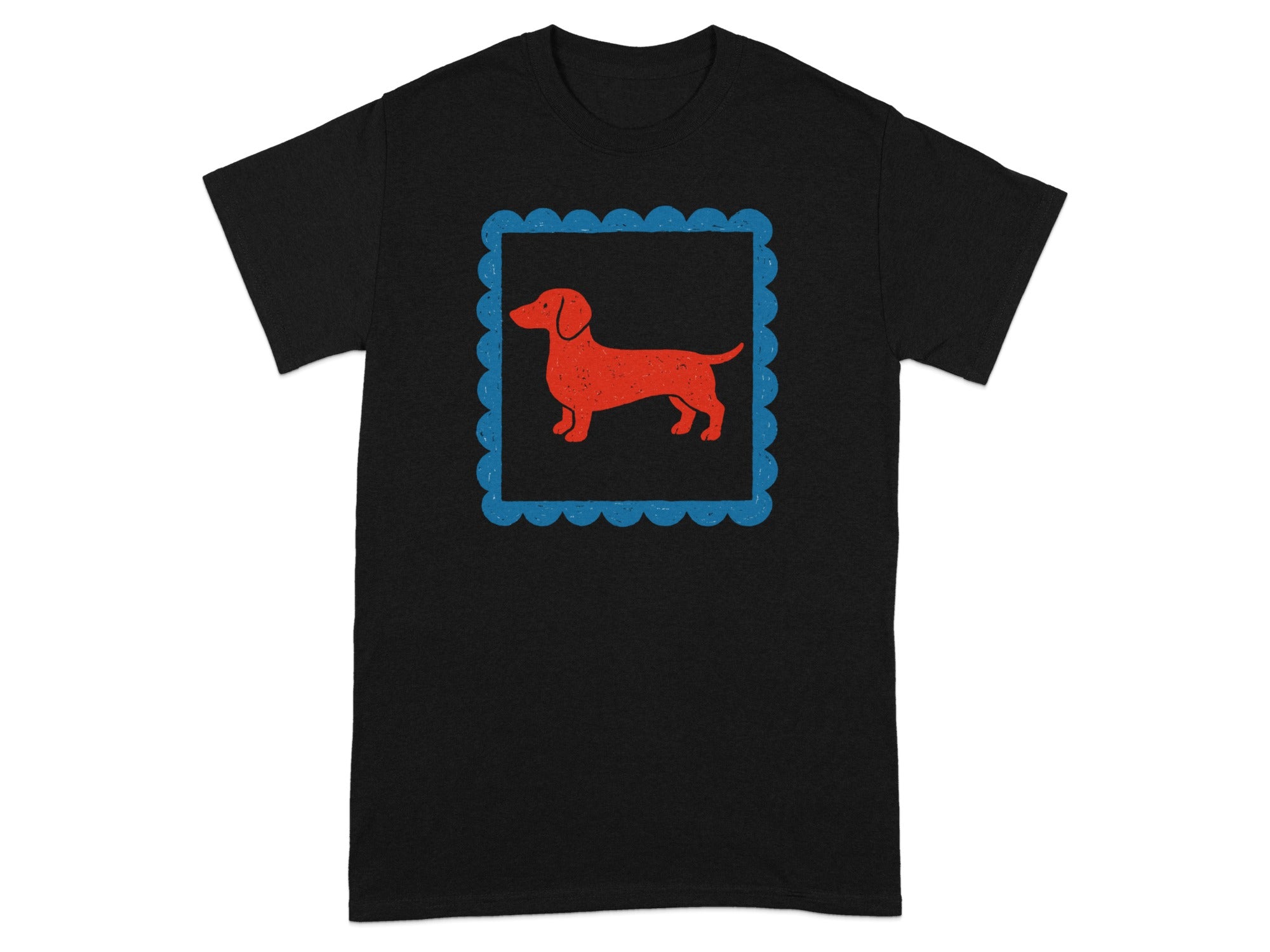 Stylish Black Tee with Red Dachshund Design Shirt