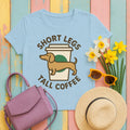 Short Legs Tall Coffee Dachshund T-Shirt in Light Blue
