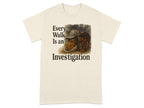 Dachshund wearing a detective hat with text "Every Walk Is an Investigation".