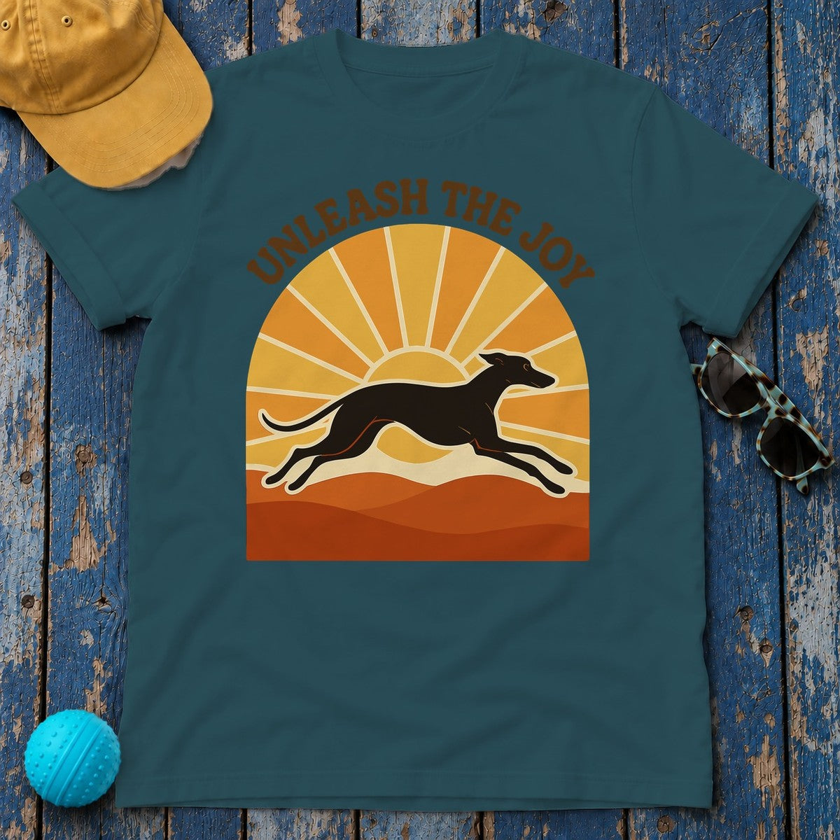 Greyhound Unleash the Joy Tee in Heather Deep Teal