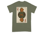 Queen of Hearts playing card featuring a dog wearing a crown and ornate robe.