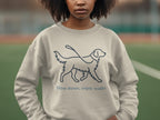 Light gray sweatshirt with dog silhouette and text "Slow down, enjoy walks".