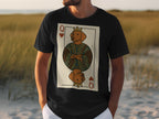 Black t-shirt with Queen of Hearts playing card featuring a dog.