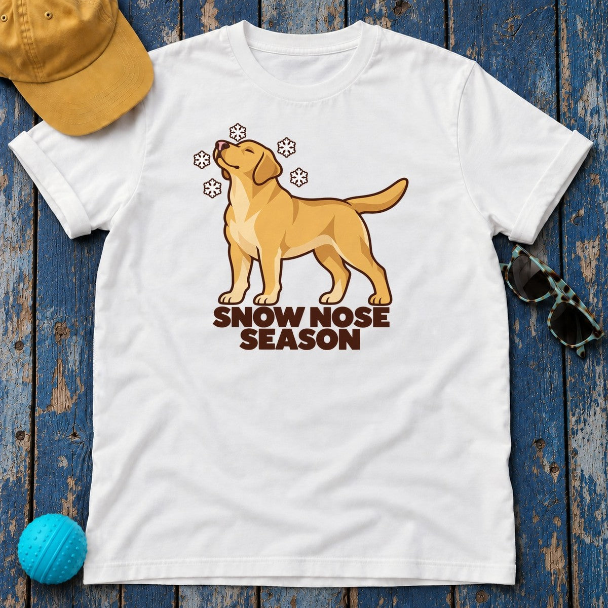 Snow Nose Season Labrador T-Shirt in White