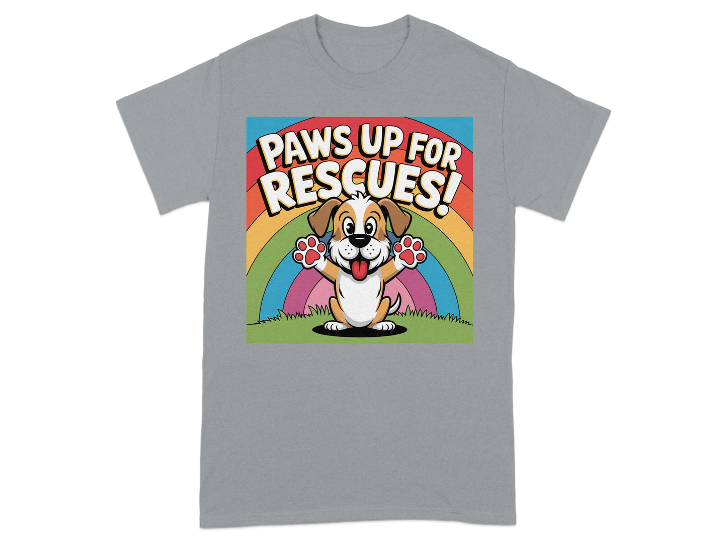 Paws Up For Rescues Rainbow Design T-shirt product