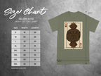 Gildan 5000 t-shirt size chart displaying width and length measurements in inches.
