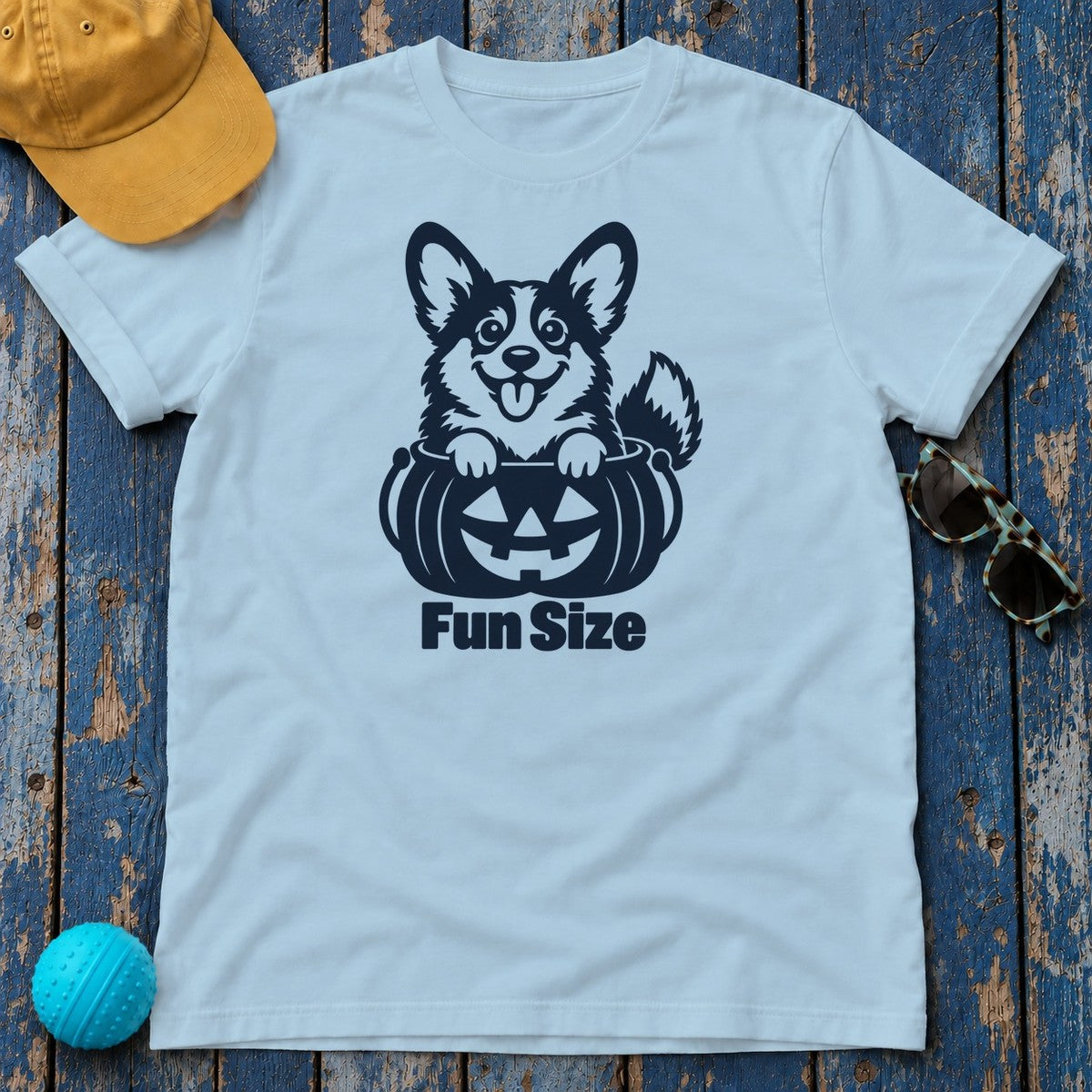 Fun Size Corgi Halloween T-Shirt — Light Blue