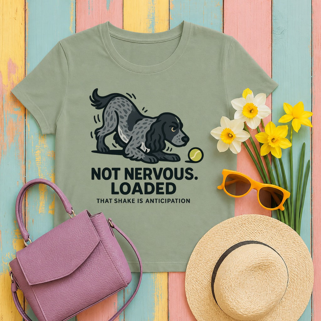 English Cocker Not Nervous Loaded Tee in Sage