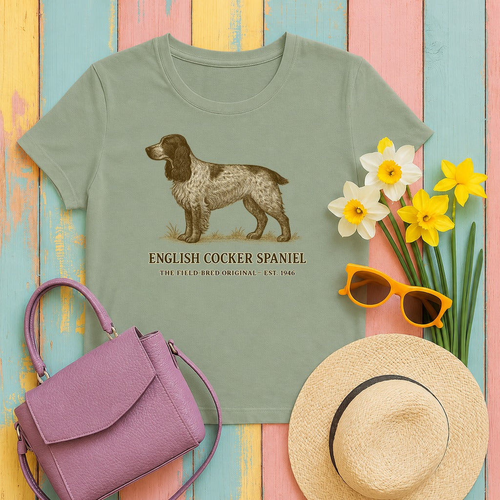English Cocker Spaniel Field Guide Tee in Sage