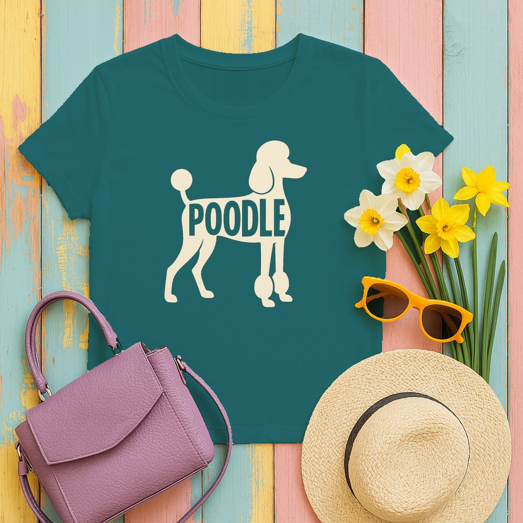 Poodle Pride Text Art T-Shirt in Antique Jade Dome