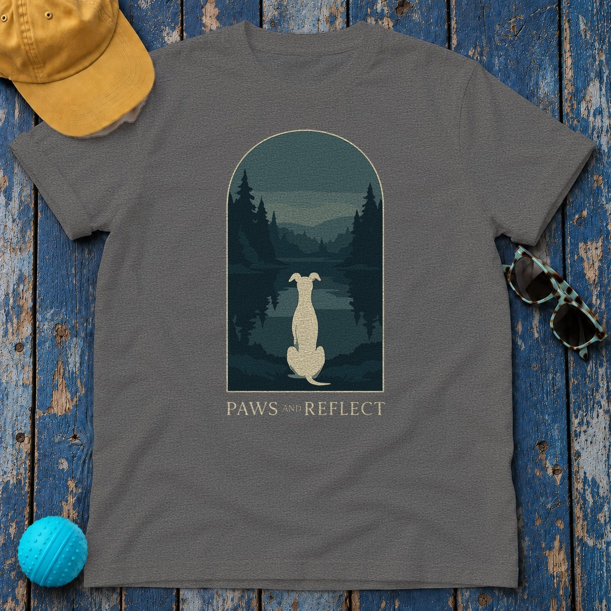 Greyhound Paws and Reflect Tee in Dark Grey Heather