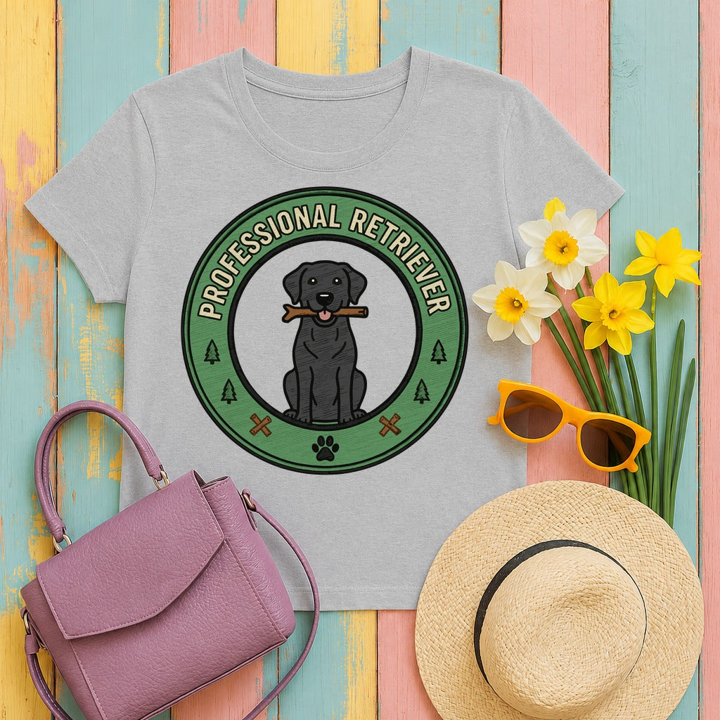 Professional Retriever Black Labrador T-Shirt in Sport Grey