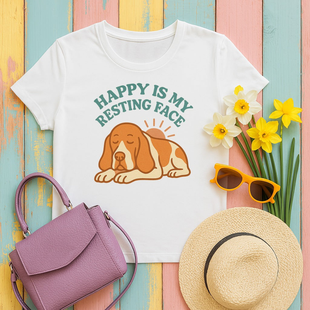 Bracco Italiano Happy Is My Resting Face Tee in White