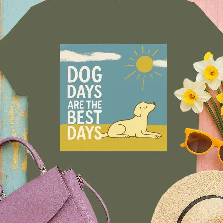 Dog Days Are The Best Days Yellow Lab T-Shirt Military Green T-shirt