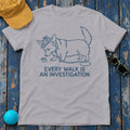 Every Walk Is An Investigation Sniffing Corgi Line Art T-Shirt in Athletic Heather