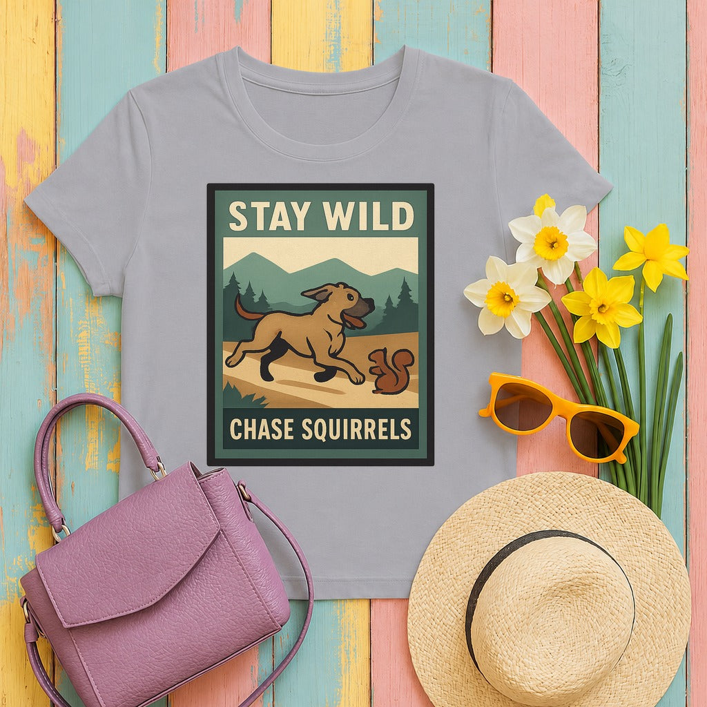 Cane Corso Stay Wild Chase Squirrels Tee in Athletic Heather