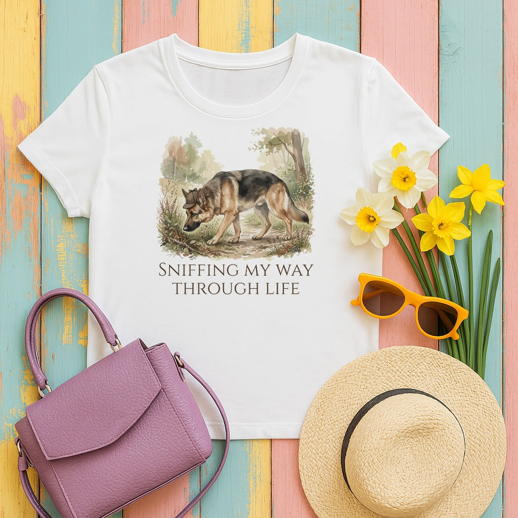 mig2 woodland-wanderer-german-shepherd tee flat lay hero v8