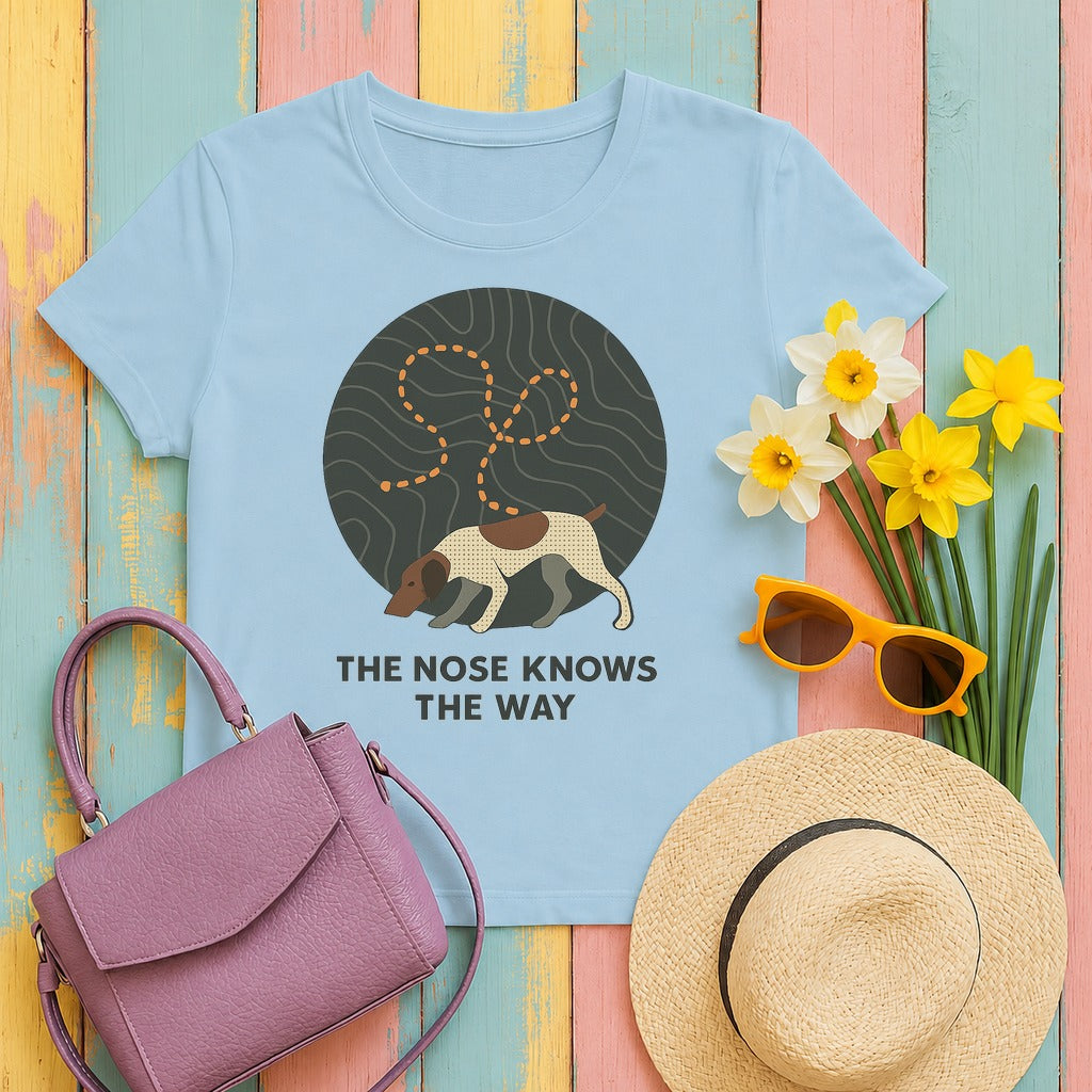 German Shorthaired Pointer The Nose Knows T-shirt in Light Blue