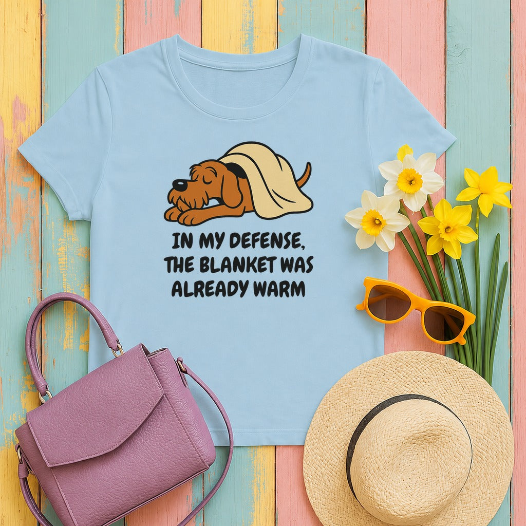 Wirehaired Vizsla Blanket Was Already Warm Tee in Light Blue