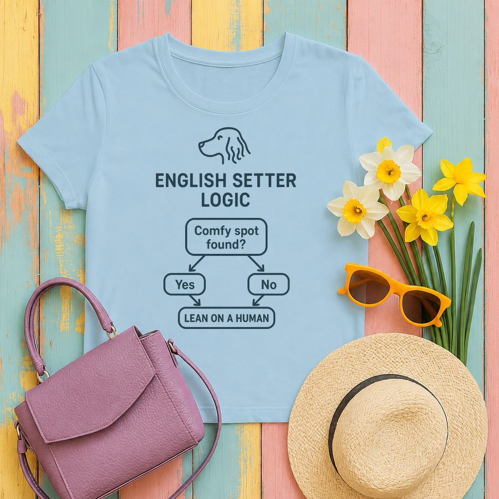 English Setter Logic Flowchart Tee in Light Blue