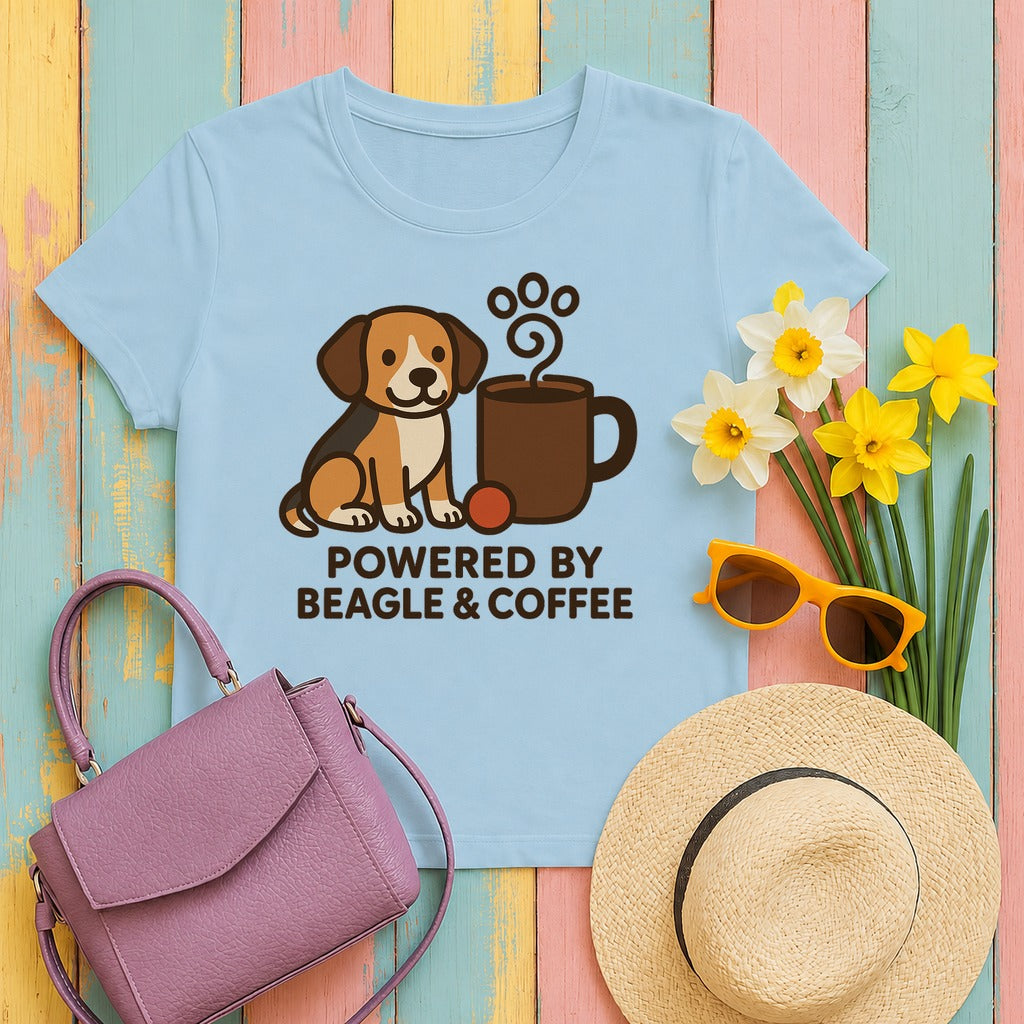Powered By Beagle & Coffee Premium T-Shirt in Light Blue