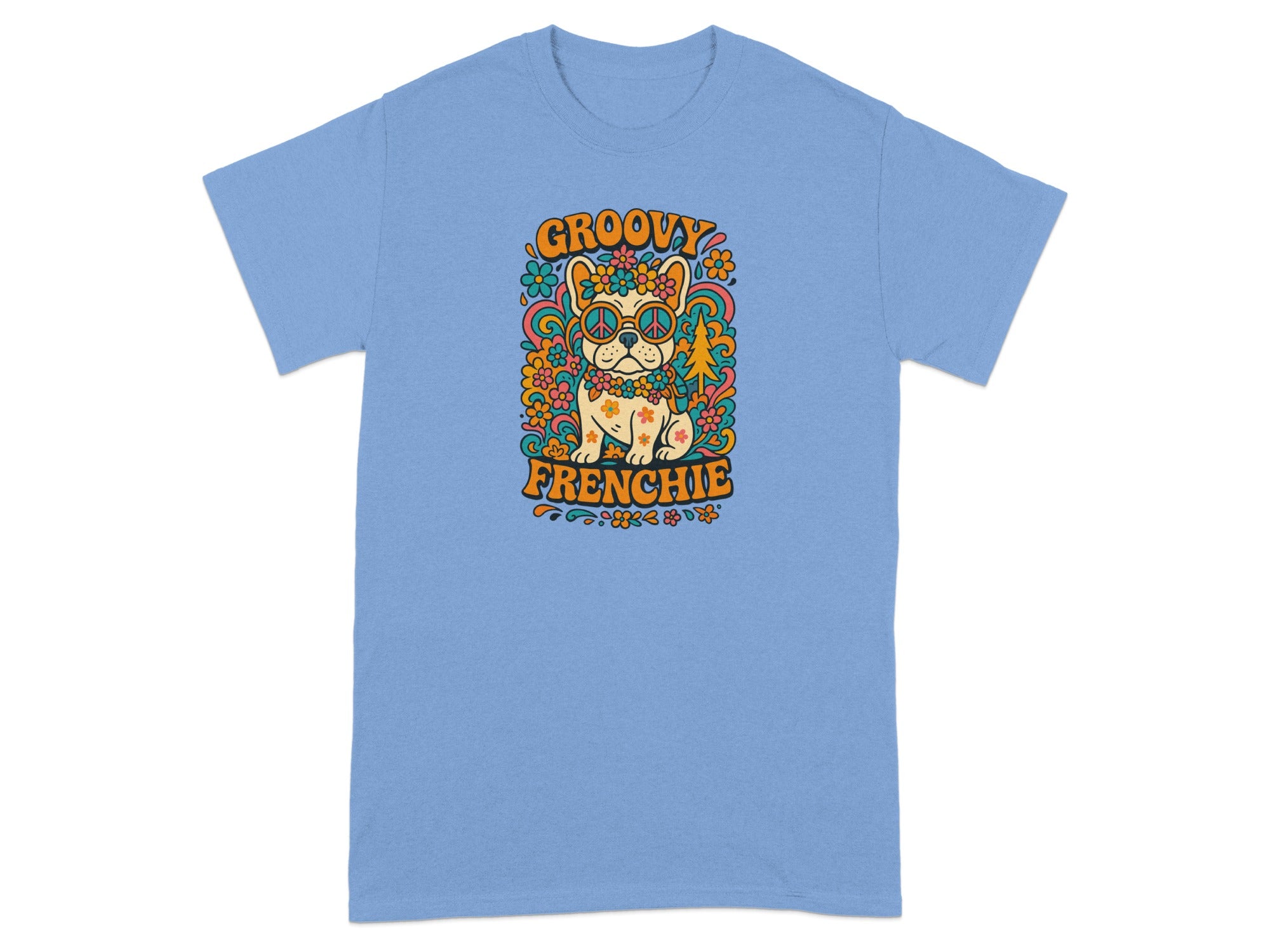 Groovy Frenchie Colorful Graphic Tee Shirt Product