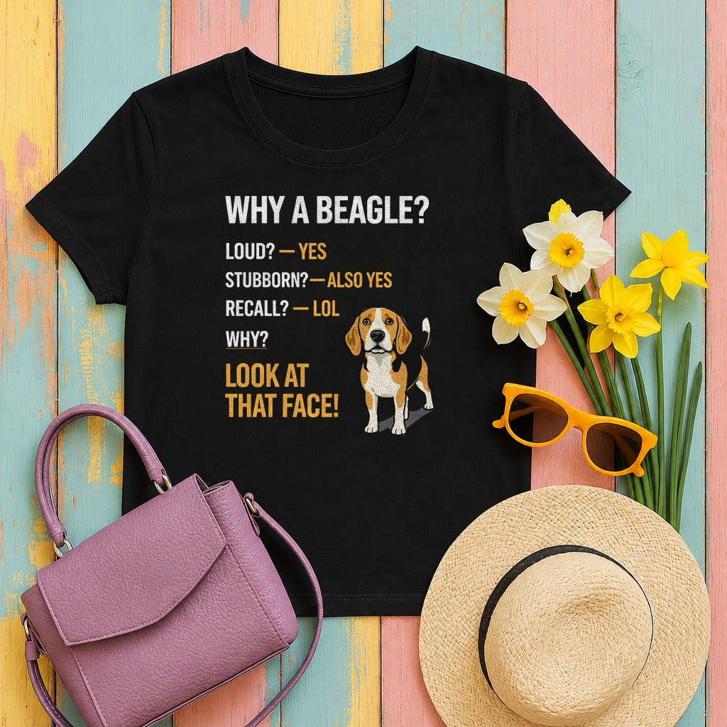 Beagle 'Look At That Face' T-Shirt in Black