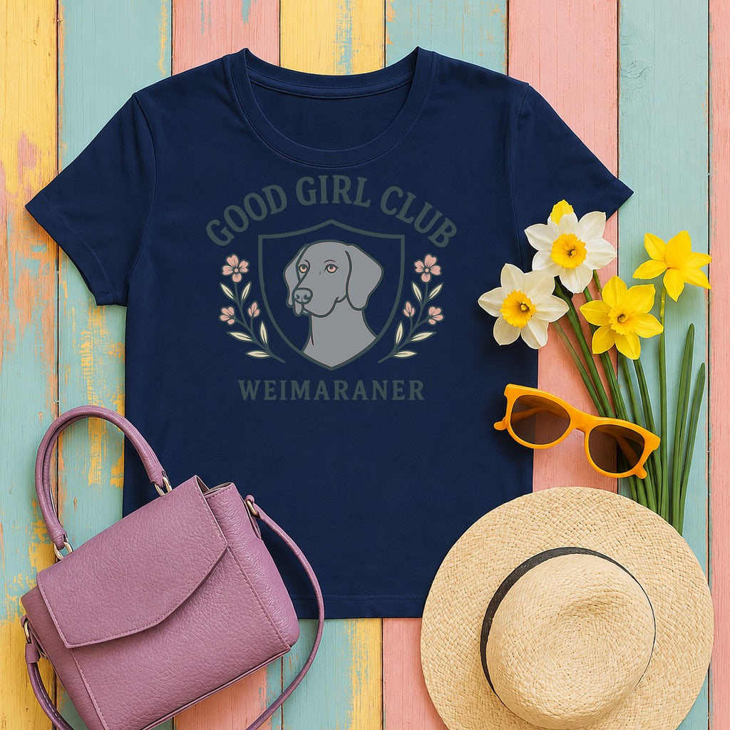 Weimaraner Good Girl Club Tee flat lay hero