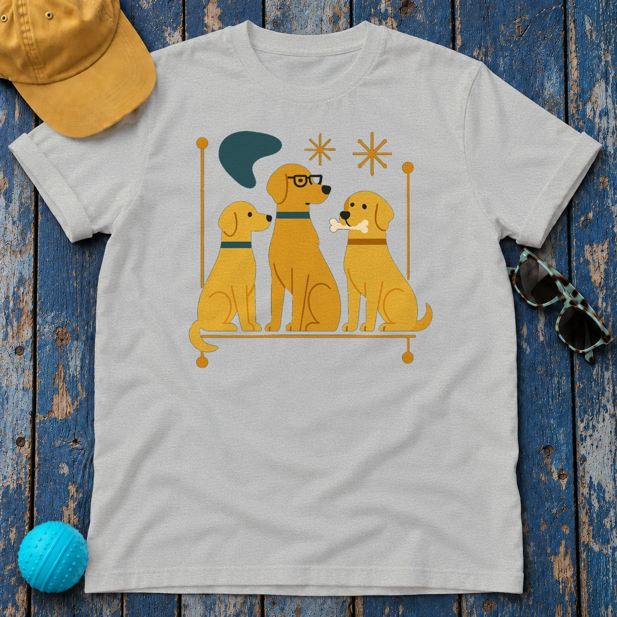 Mid-Century Yellow Lab T-Shirt in Sport Grey