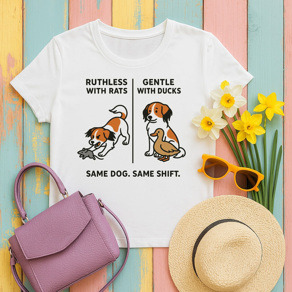 Kooikerhondje Ruthless With Rats Tee in White