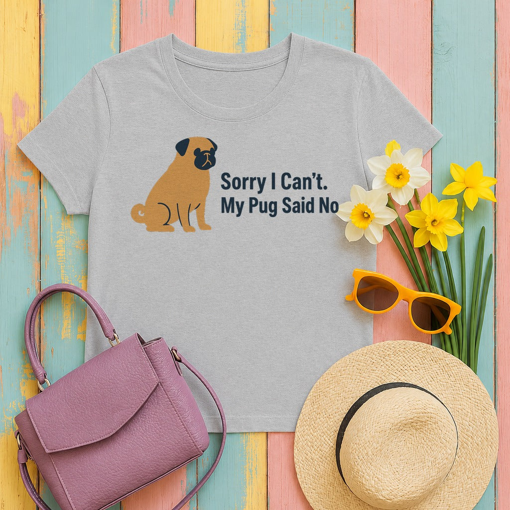 The Pug Said No Statement T-Shirt in Sport Grey