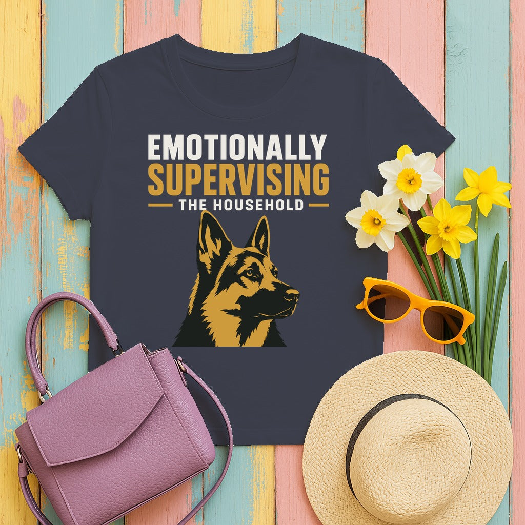 Supervising German Shepherd T-Shirt in Heather Navy