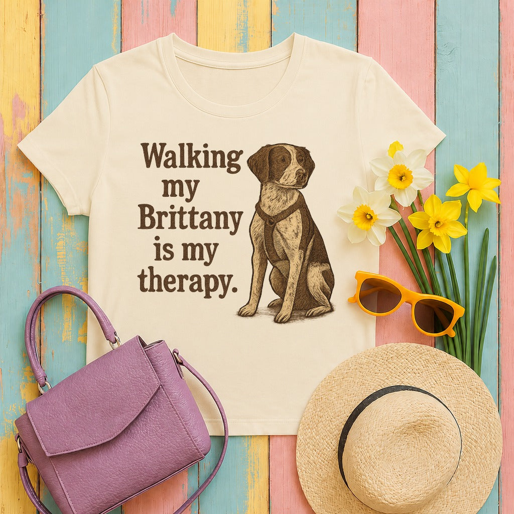 Walking My Brittany Is My Therapy Tee