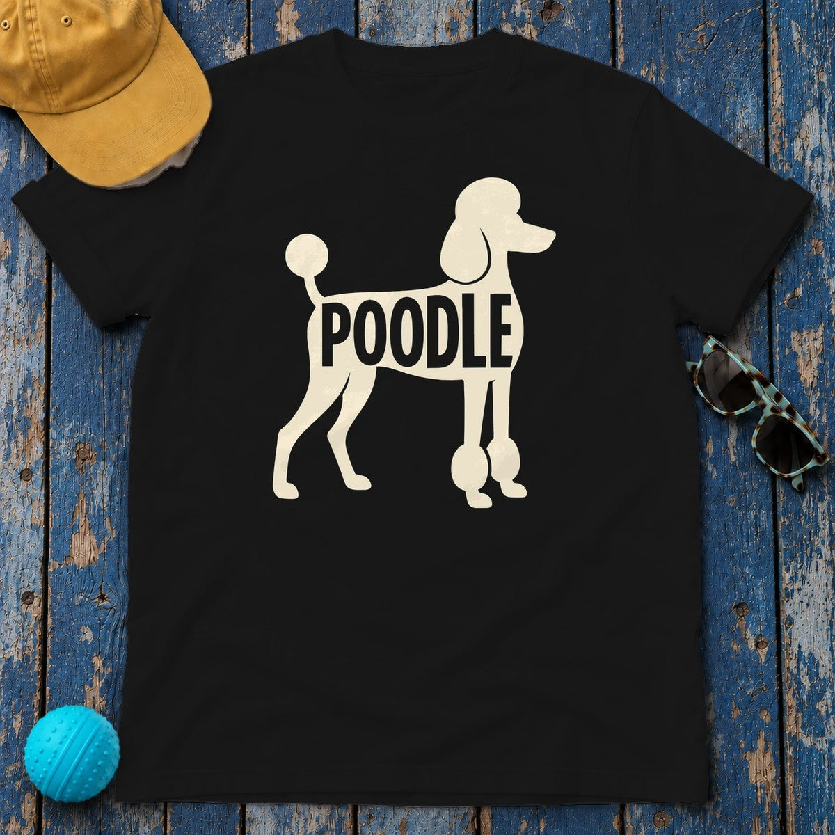 Poodle Pride Text Art T-Shirt in Black