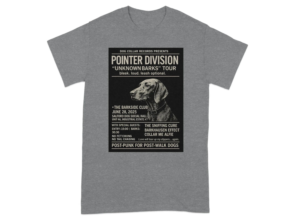 Pointer Division Unknown Barks Tour Dog Graphic T-Shirt Graphite Heather T-shirt