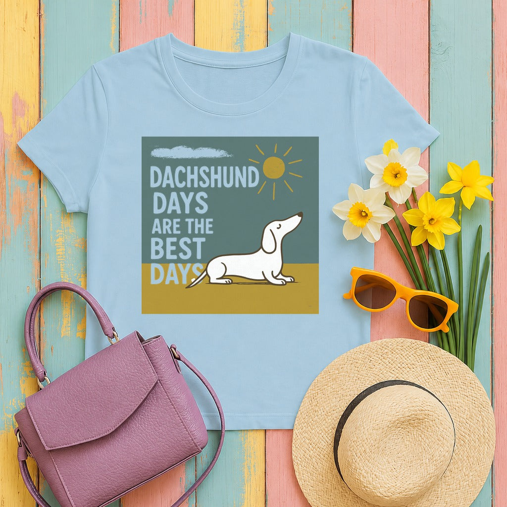 Radiant Dachshund Days T-Shirt in Light Blue