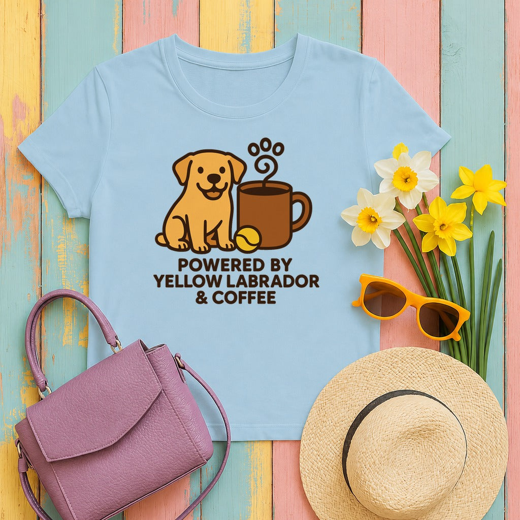 Lab & Coffee Fuel Dog Lover's T-Shirt in Light Blue